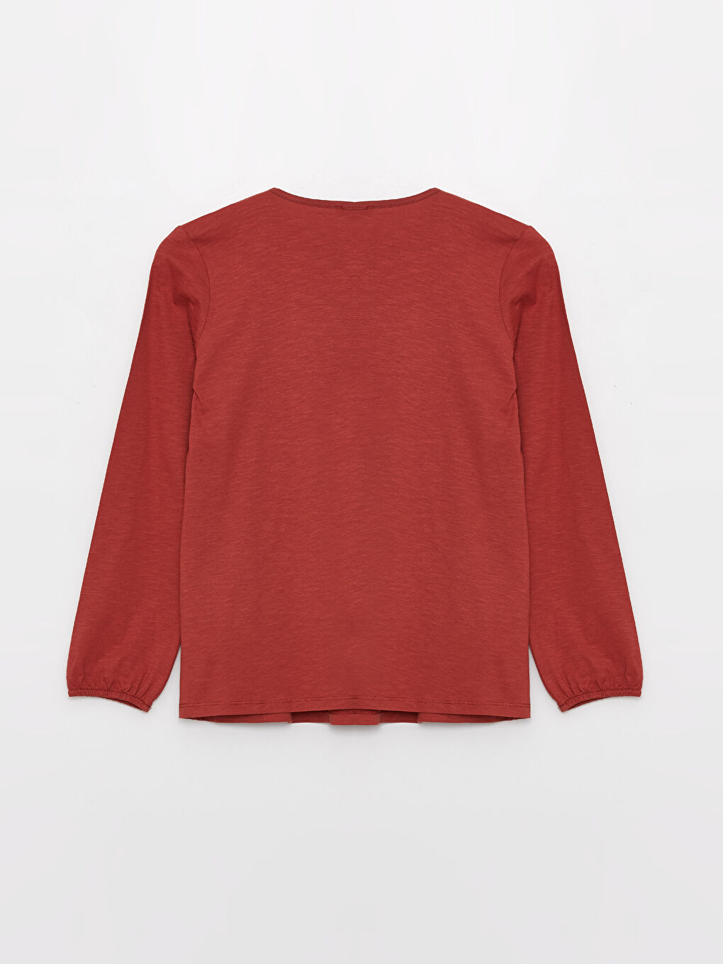 Kırmızı Bağlamalı Yaka Nakışlı Uzun Kollu Kadın Bluz-6