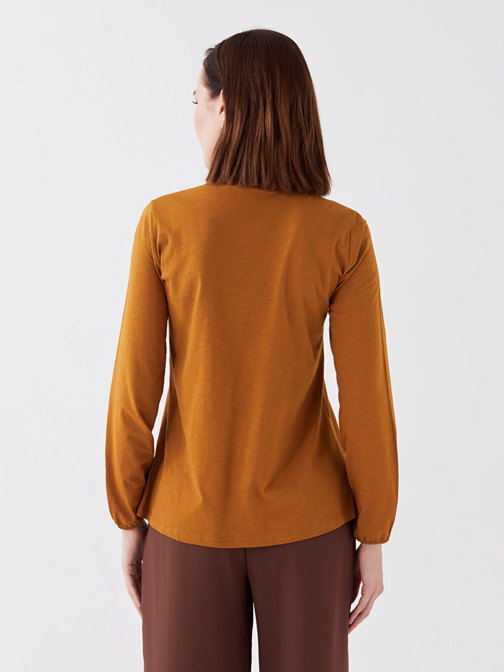 Crew Neck Embroidered Long Sleeve Women's Blouse-4