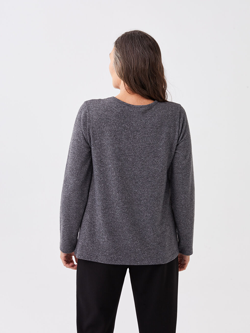 Crew Neck Patterned Long Sleeve Women's Jumper-4
