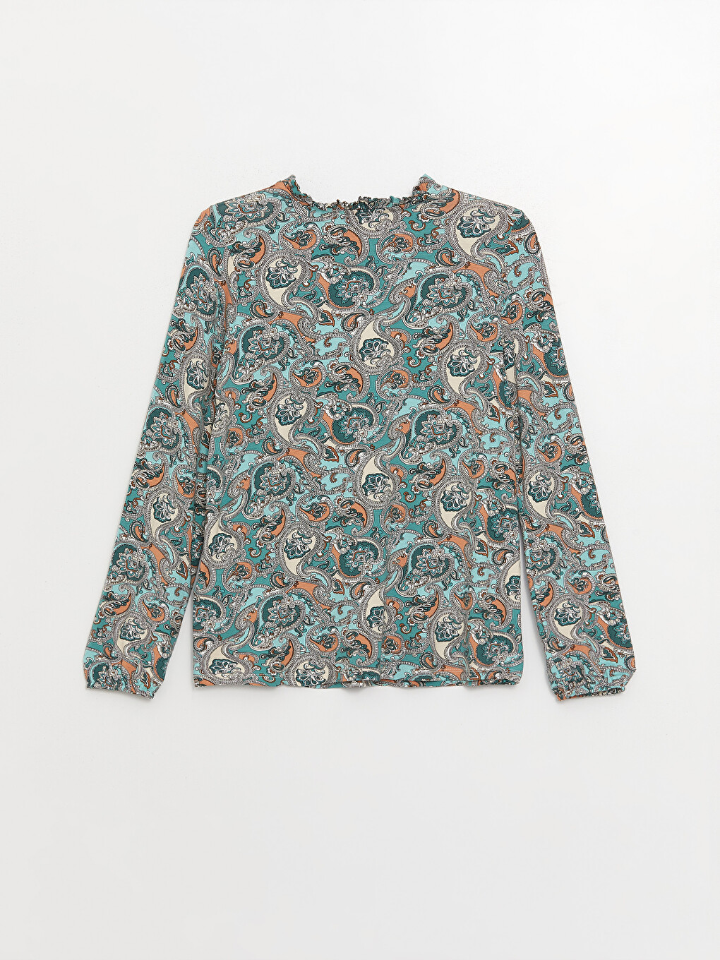 Tie Neck Patterned Long Sleeve Women's Blouse-6