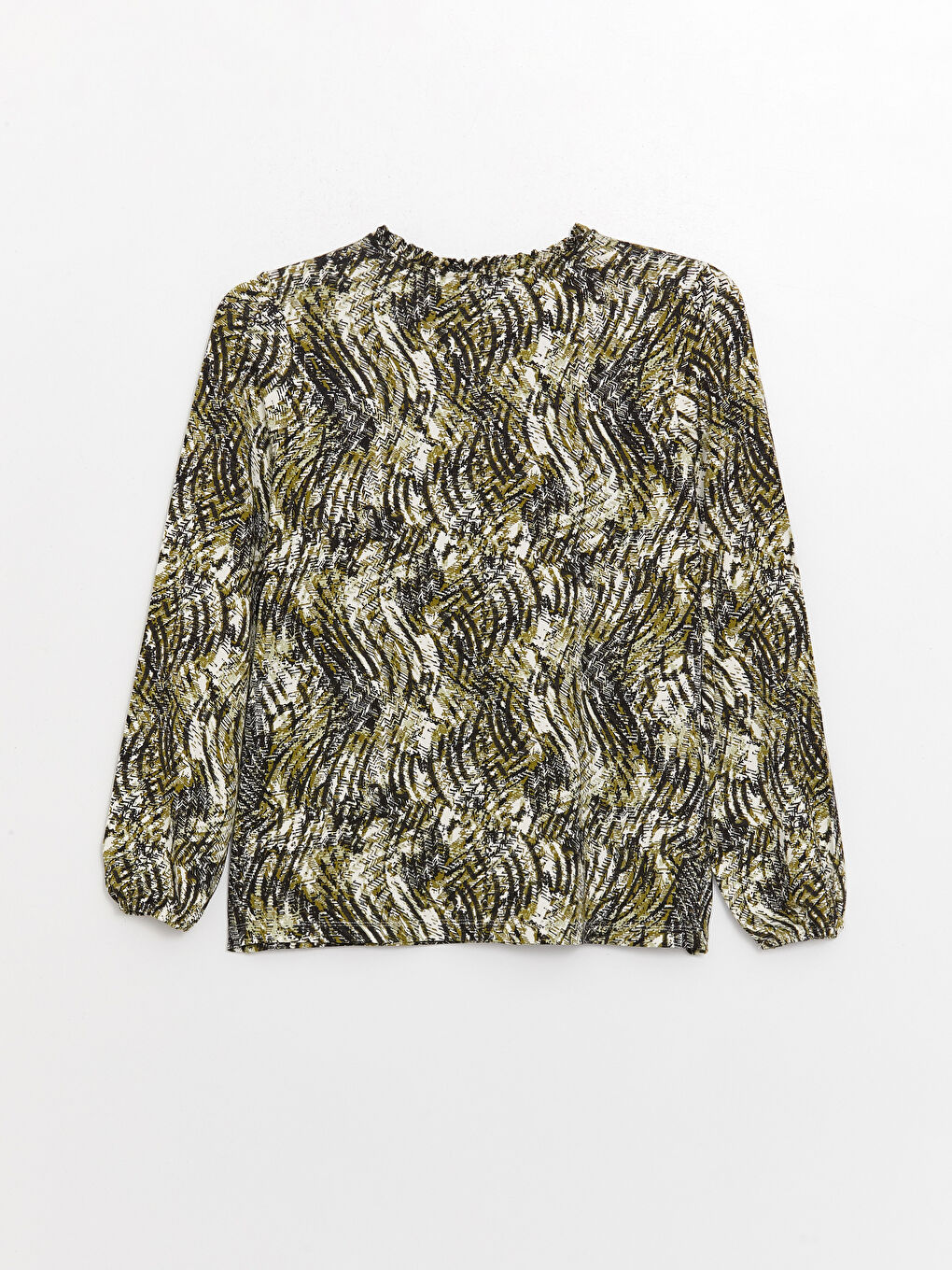 Blouse à Col Lavallière à Motifs et Manches Longues pour Femmes-6
