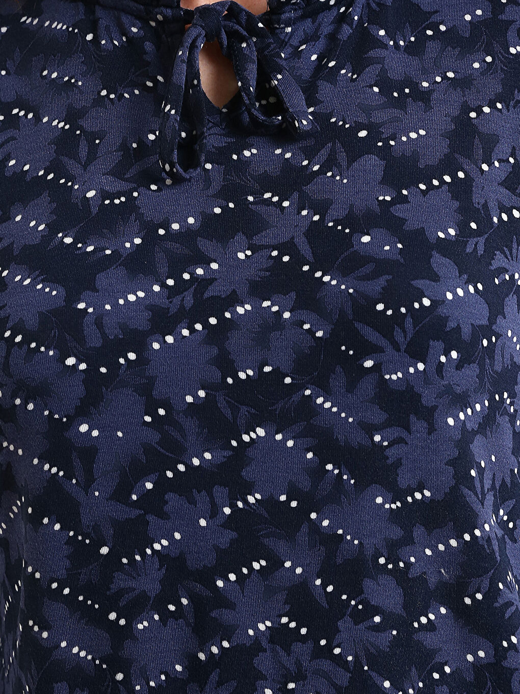 Blouse à Col Lavallière à Motifs et Manches Longues pour Femmes-7