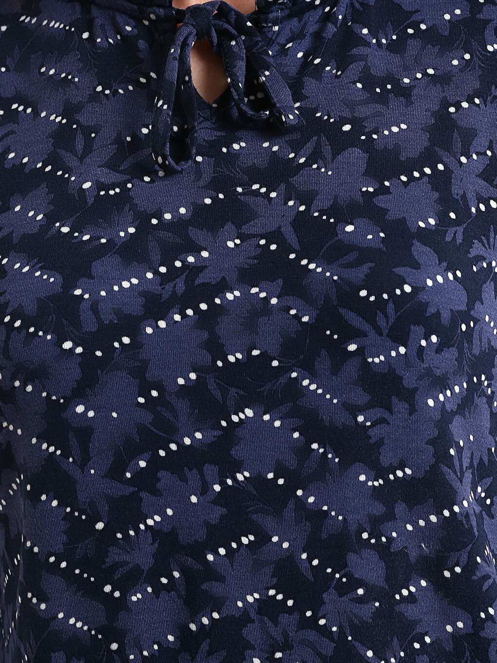 Blouse à Col Lavallière à Motifs et Manches Longues pour Femmes-4
