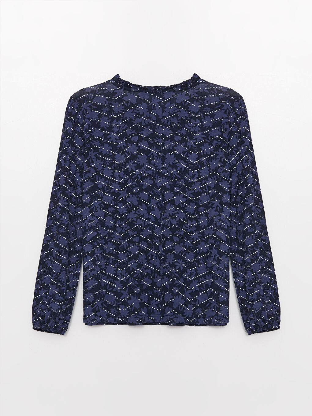 Blouse à Col Lavallière à Motifs et Manches Longues pour Femmes-12