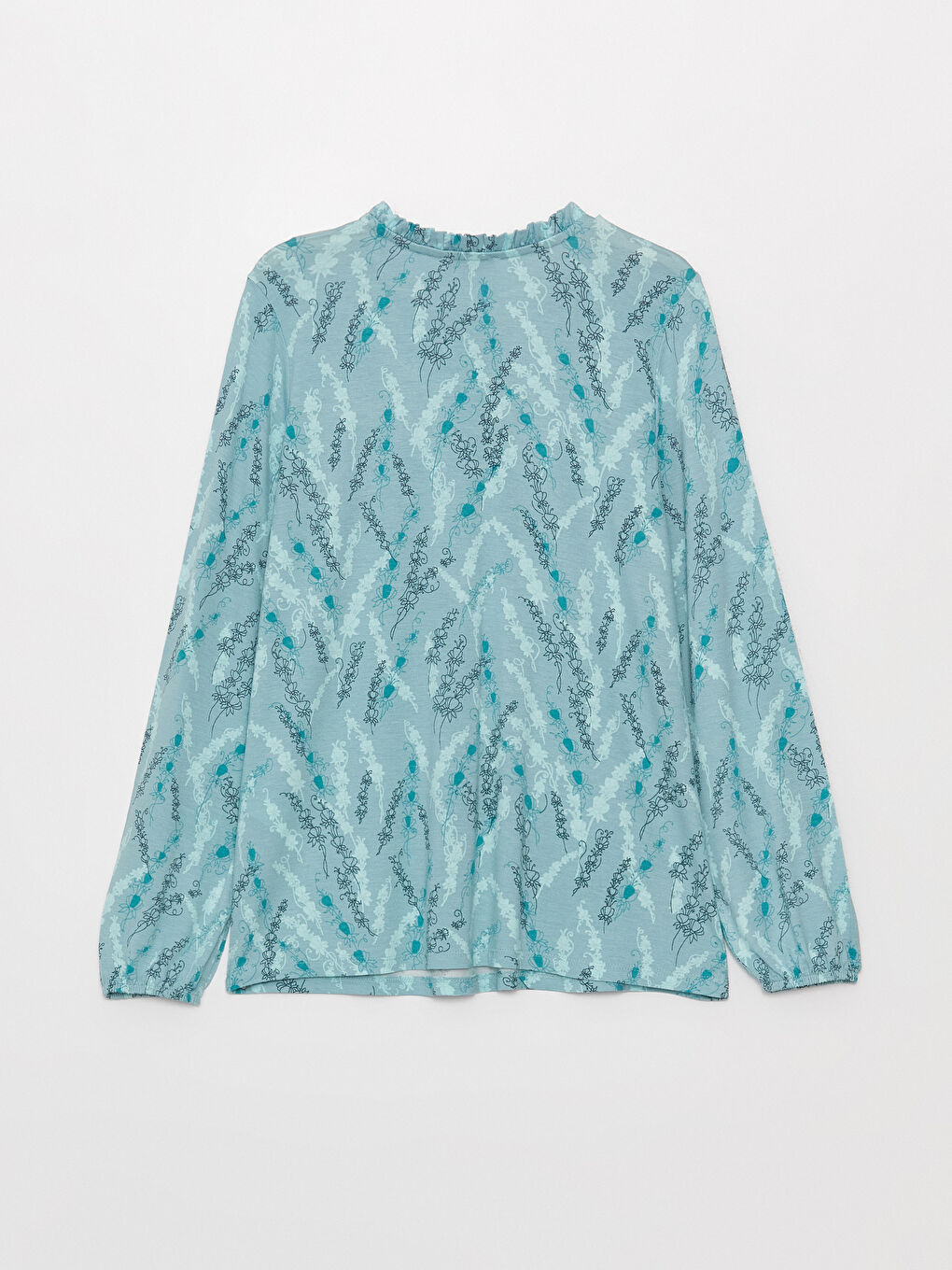 Tie Neck Patterned Long Sleeve Women's Blouse-6