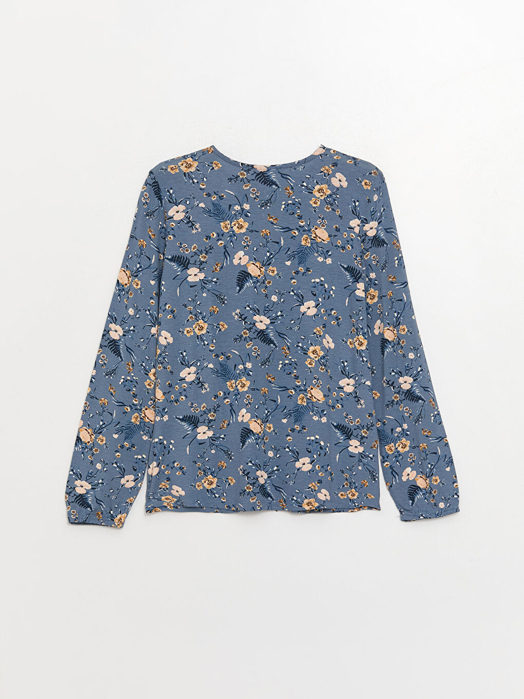 Tie Neck Floral Long Sleeve Women's Blouse-6