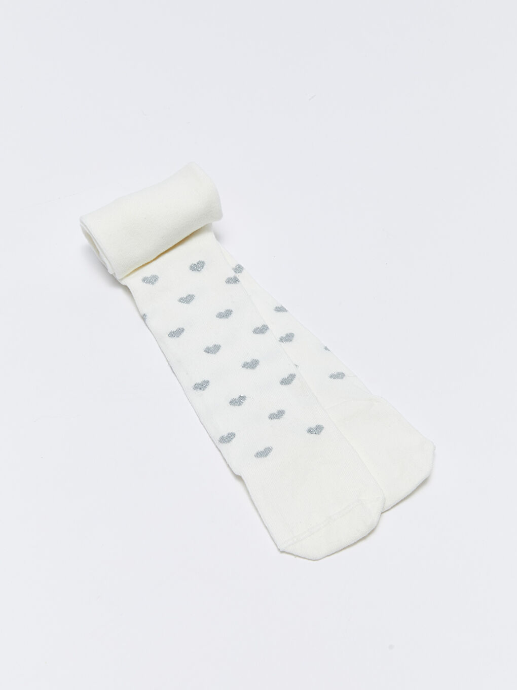 Beyaz Baskılı Kız Bebek Külotlu Çorap