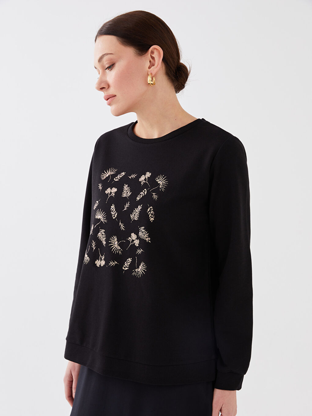 LCW Grace Women's Crew Neck Printed Long Sleeve Sweatshirt -S33727Z8-CVL