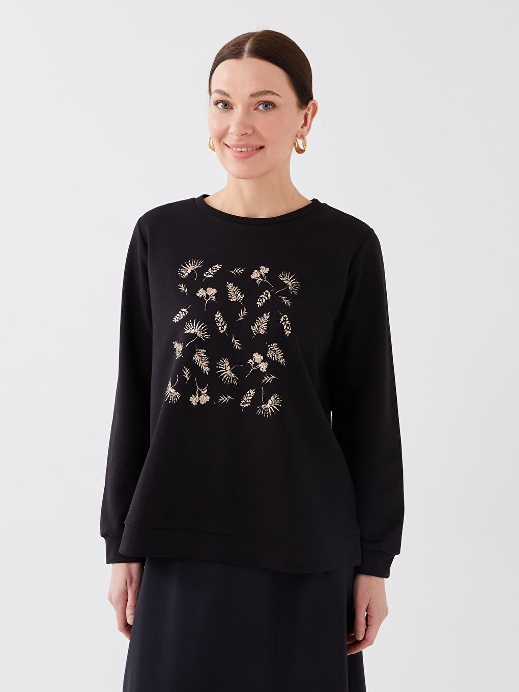 LCW Grace Women's Crew Neck Printed Long Sleeve Sweatshirt -S33727Z8-CVL