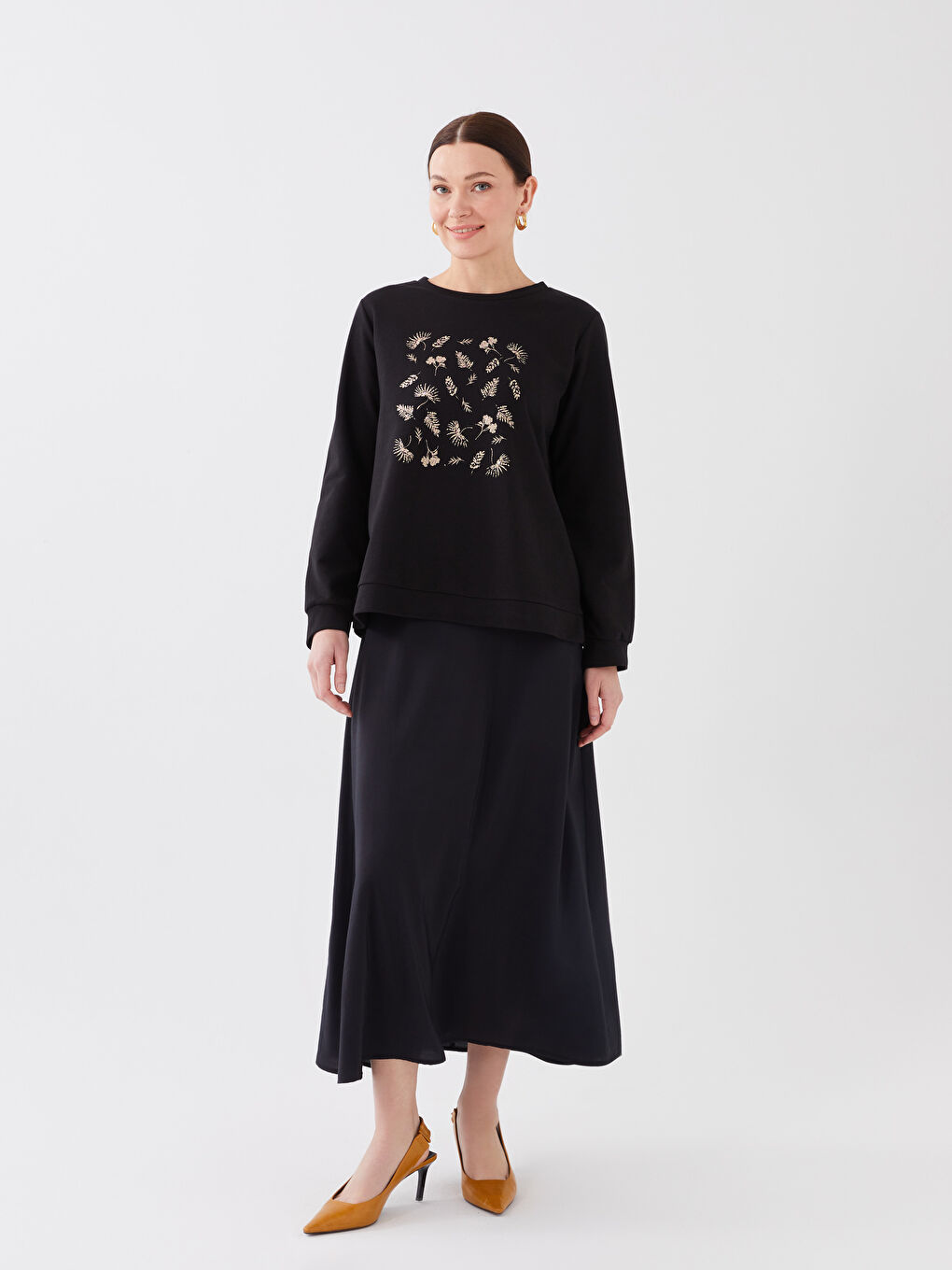 LCW Grace Women's Crew Neck Printed Long Sleeve Sweatshirt -S33727Z8-CVL