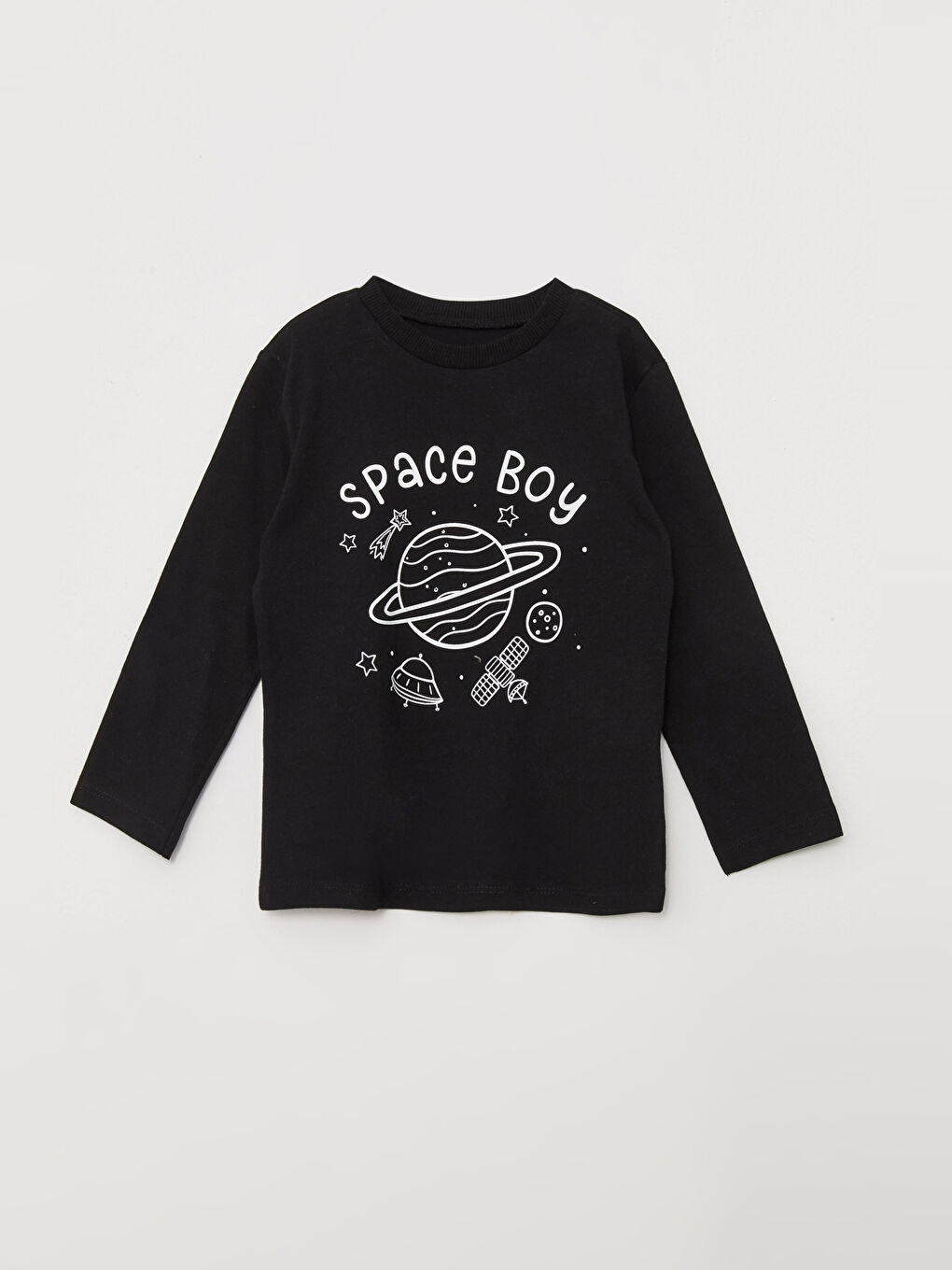 Crew Neck Long Sleeve Printed Baby Boys' T-Shirt