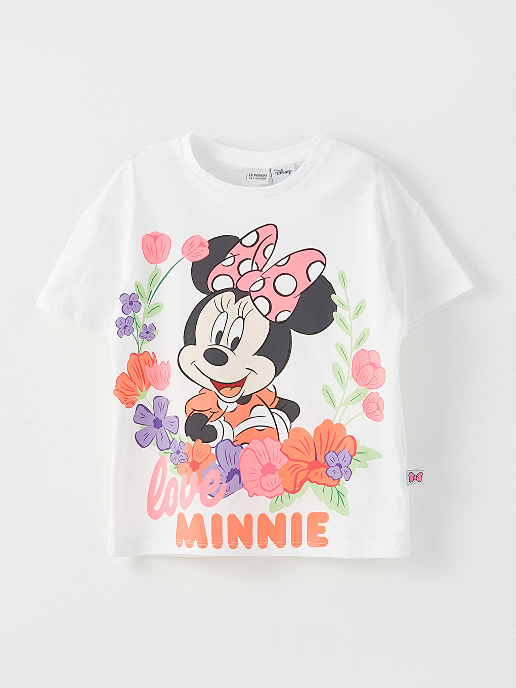 Crew Neck Minnie Mouse Printed Short Sleeve Girls' T-Shirt