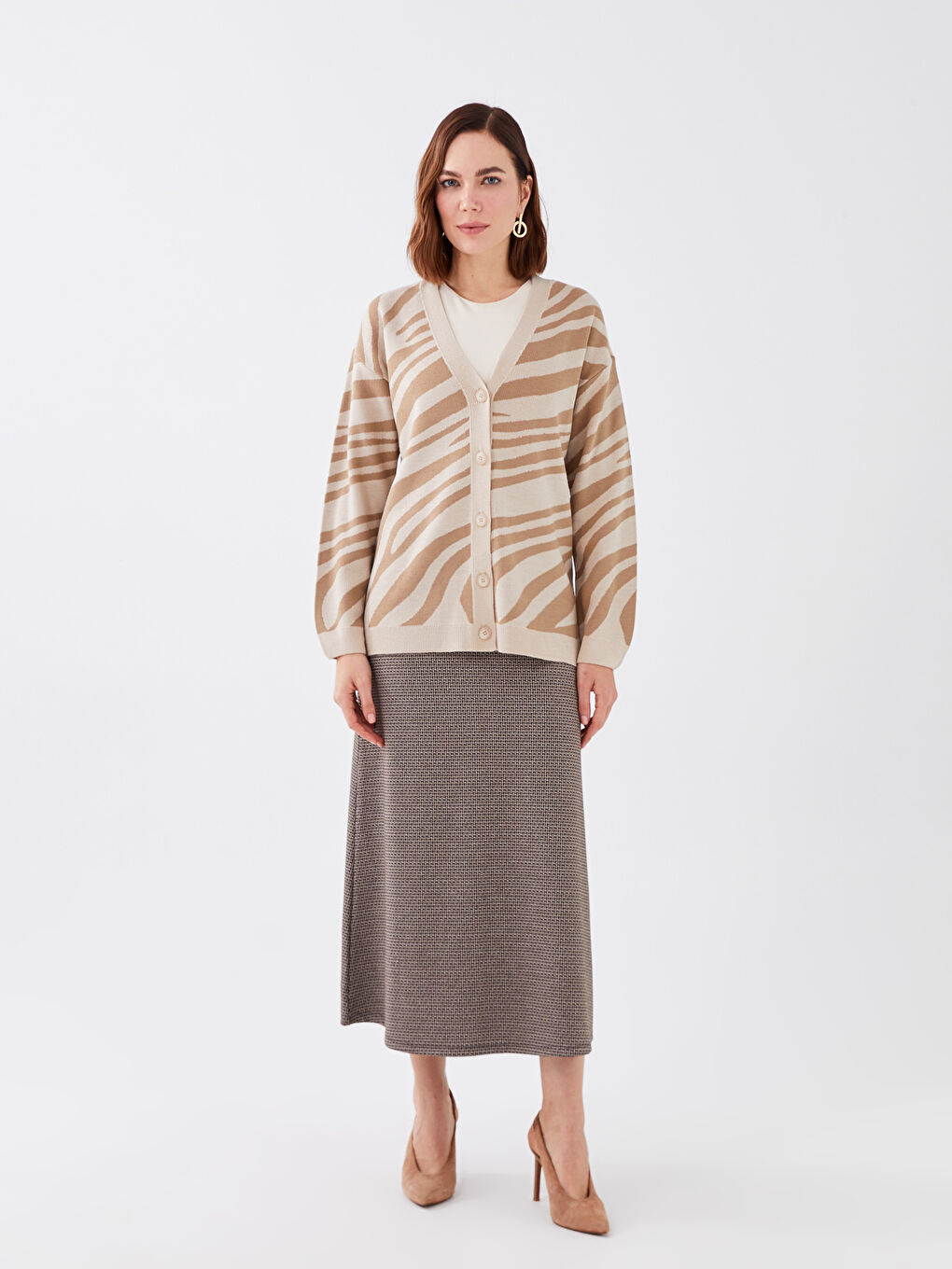 كارديجان بأكمام طويلة للنساء -S33742Z8-MHK