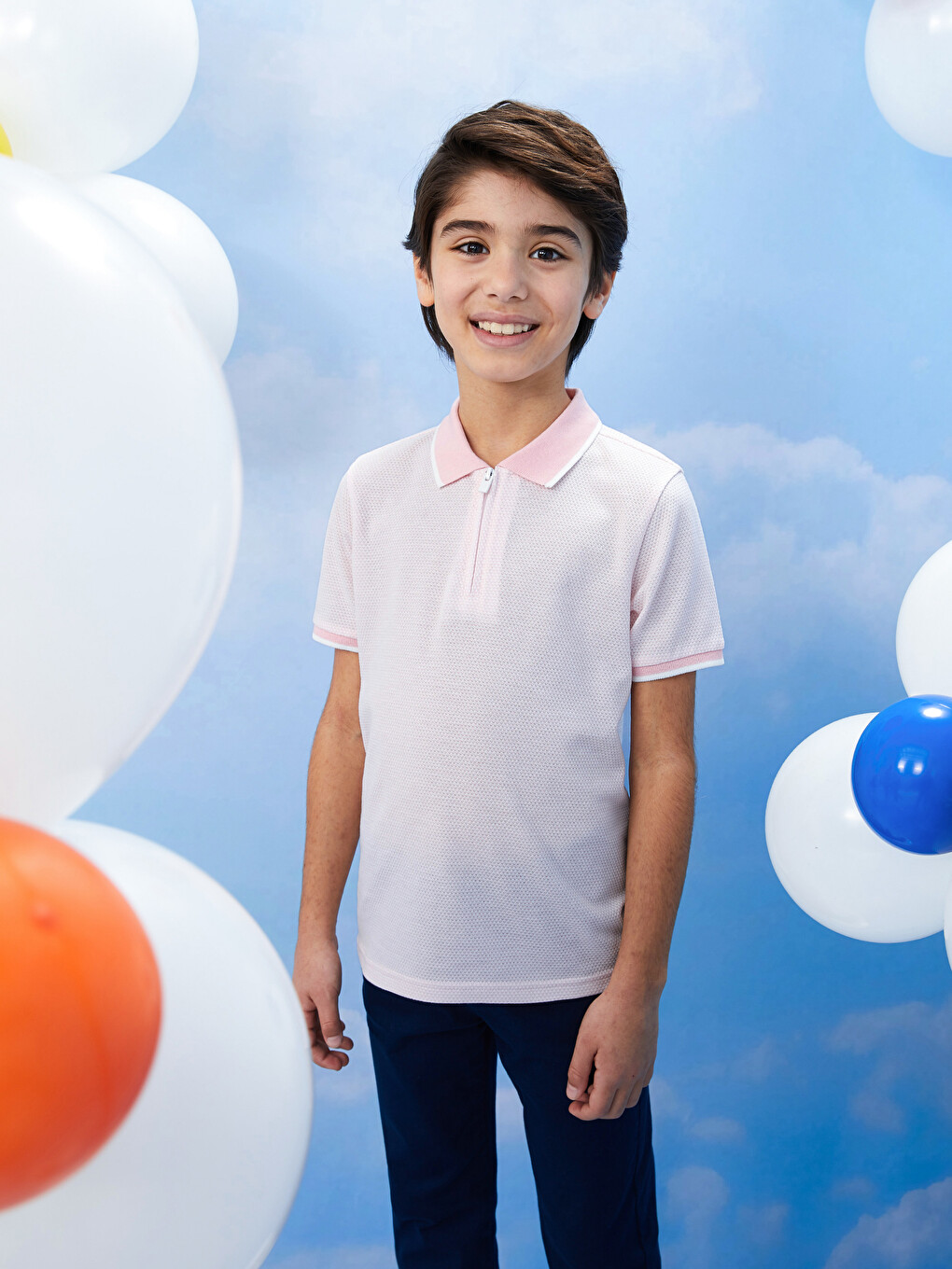 Rollkragen Gemustertes Kurzarm Jungen T-Shirt