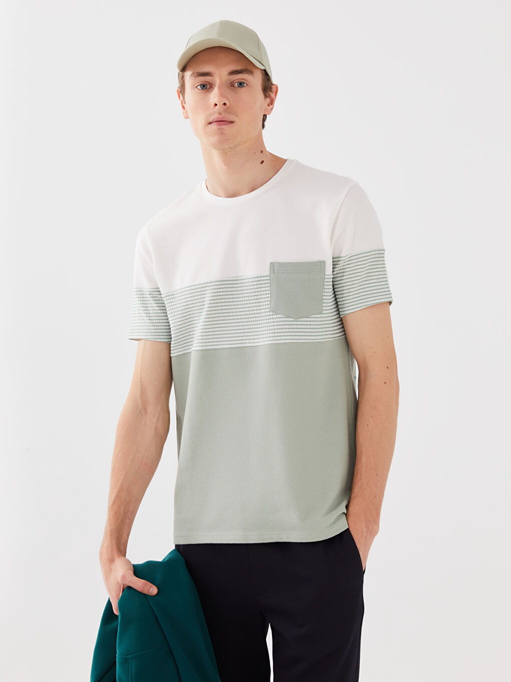 Crew Neck Short Sleeve Color Block Men's T-Shirt