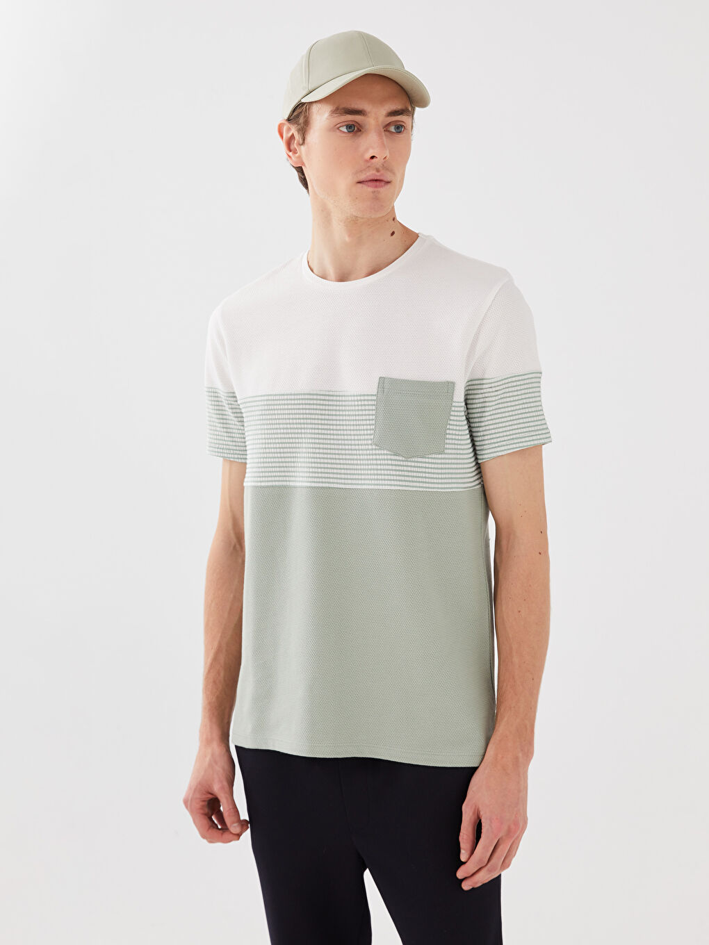 Crew Neck Short Sleeve Color Block Men's T-Shirt-1