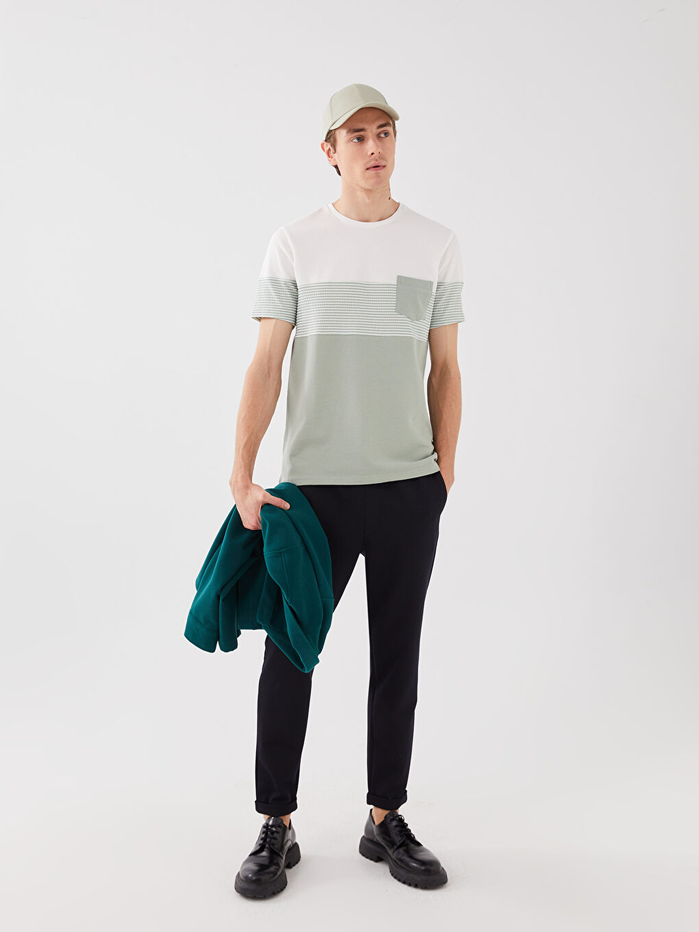 Crew Neck Short Sleeve Color Block Men's T-Shirt-2