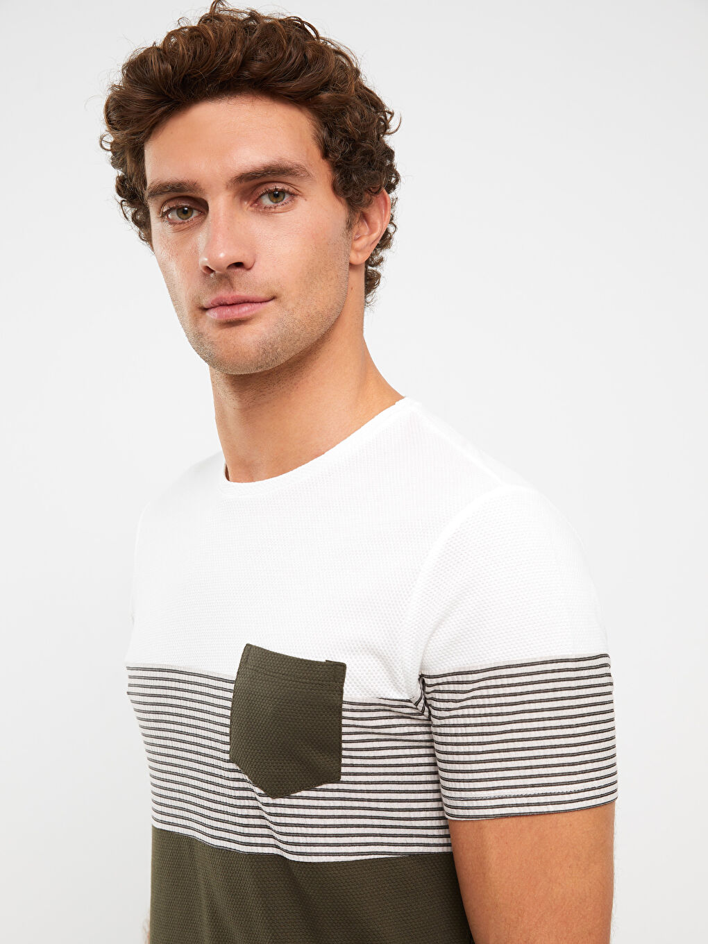 Crew Neck Short Sleeve Color Block Men's T-Shirt-1