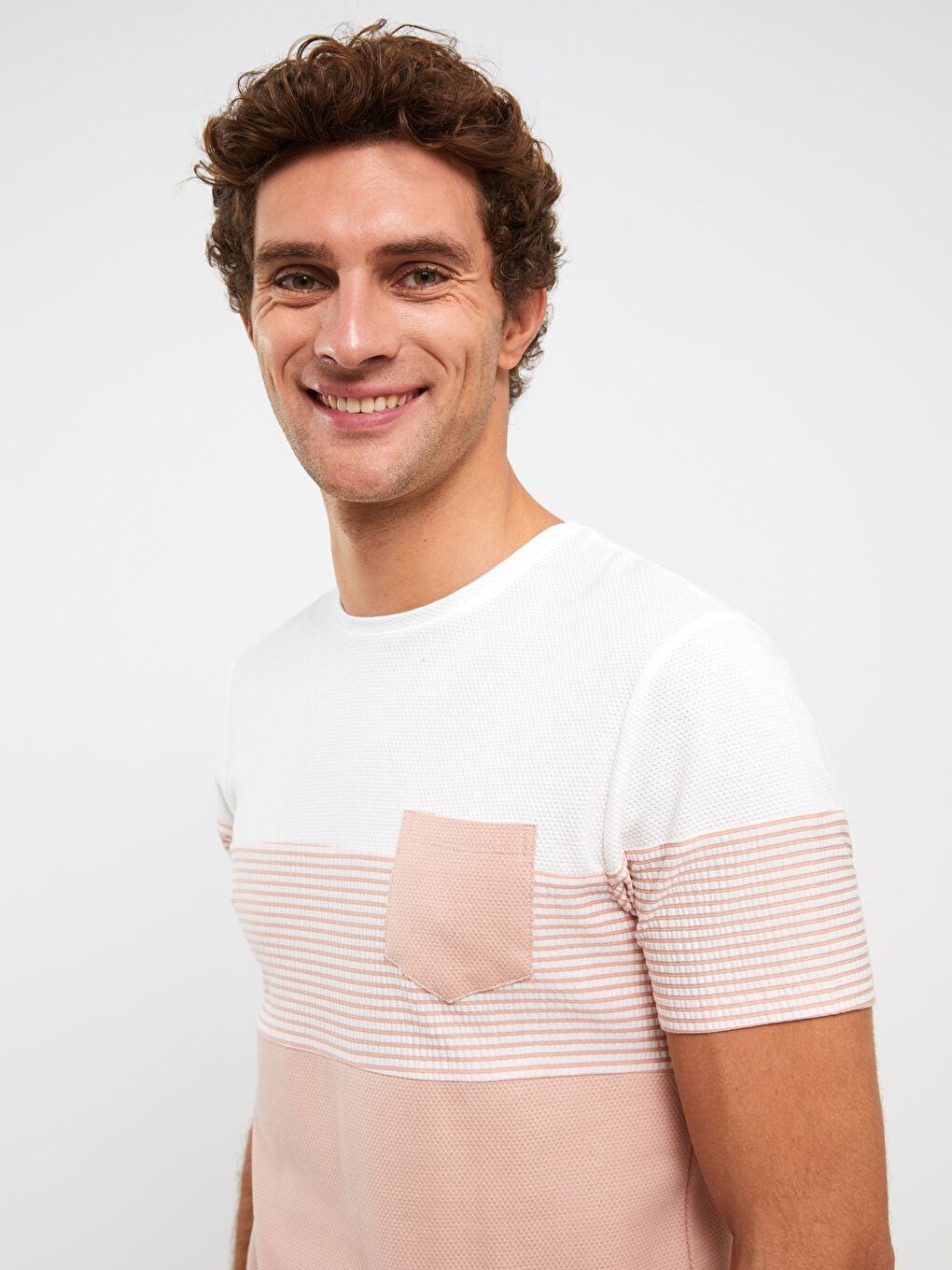Crew Neck Short Sleeve Color Block Men's T-Shirt -S33764Z8-J3S