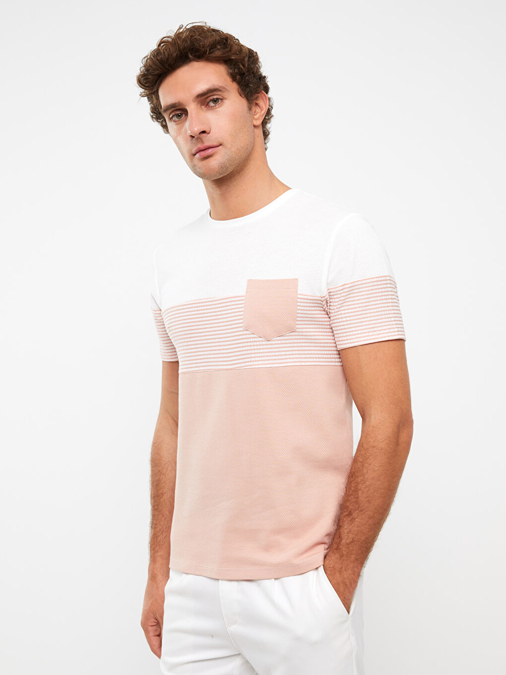 Crew Neck Short Sleeve Color Block Men's T-Shirt -S33764Z8-J3S