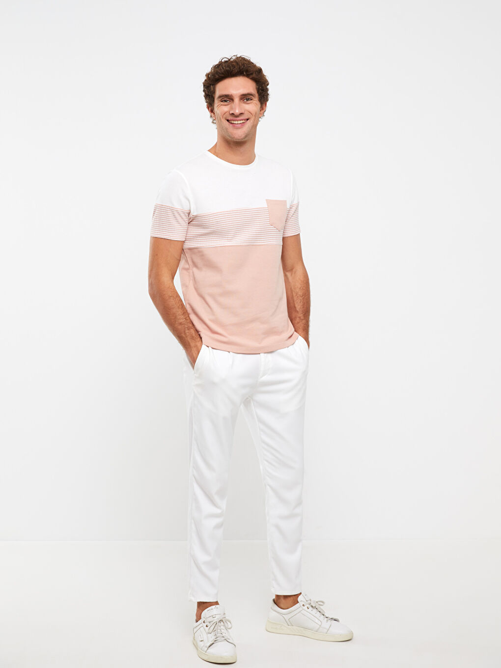 Crew Neck Short Sleeve Color Block Men's T-Shirt -S33764Z8-J3S