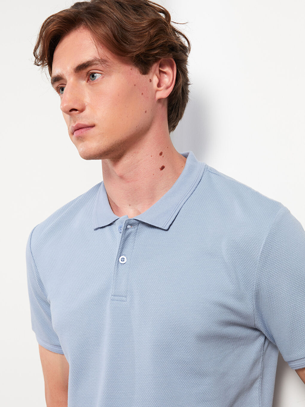 Mavi Polo Yaka Kısa Kollu Erkek Tişört