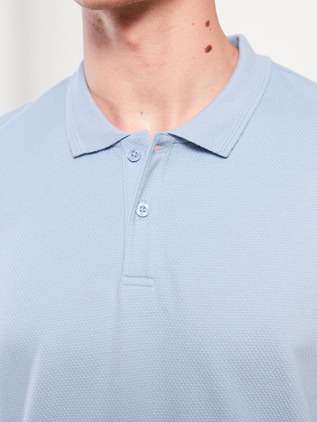 Mavi Polo Yaka Kısa Kollu Erkek Tişört-3