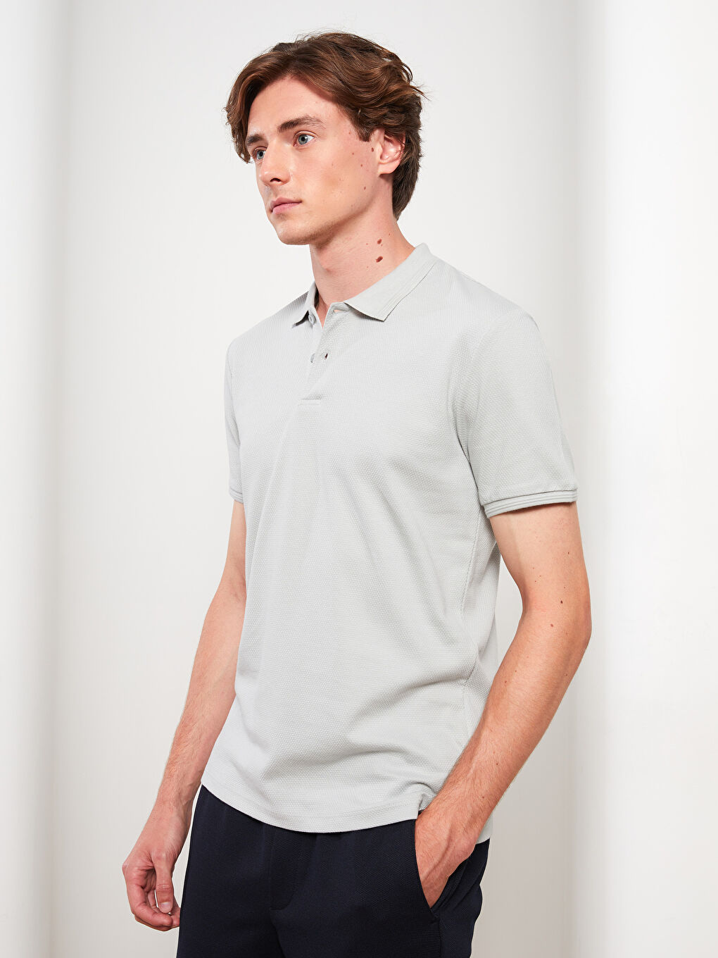 Gri Polo Yaka Kısa Kollu Erkek Tişört