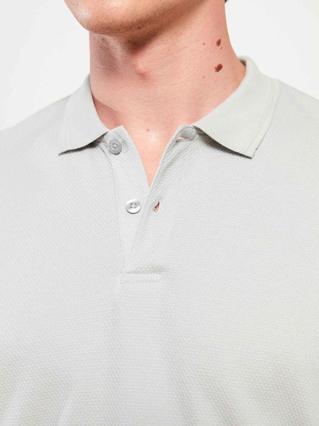 Gri Polo Yaka Kısa Kollu Erkek Tişört-3