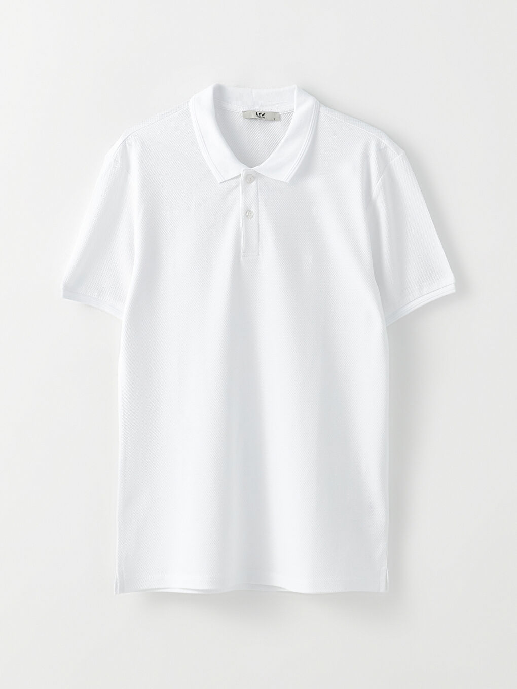 Beyaz Polo Yaka Kısa Kollu Erkek Tişört-5