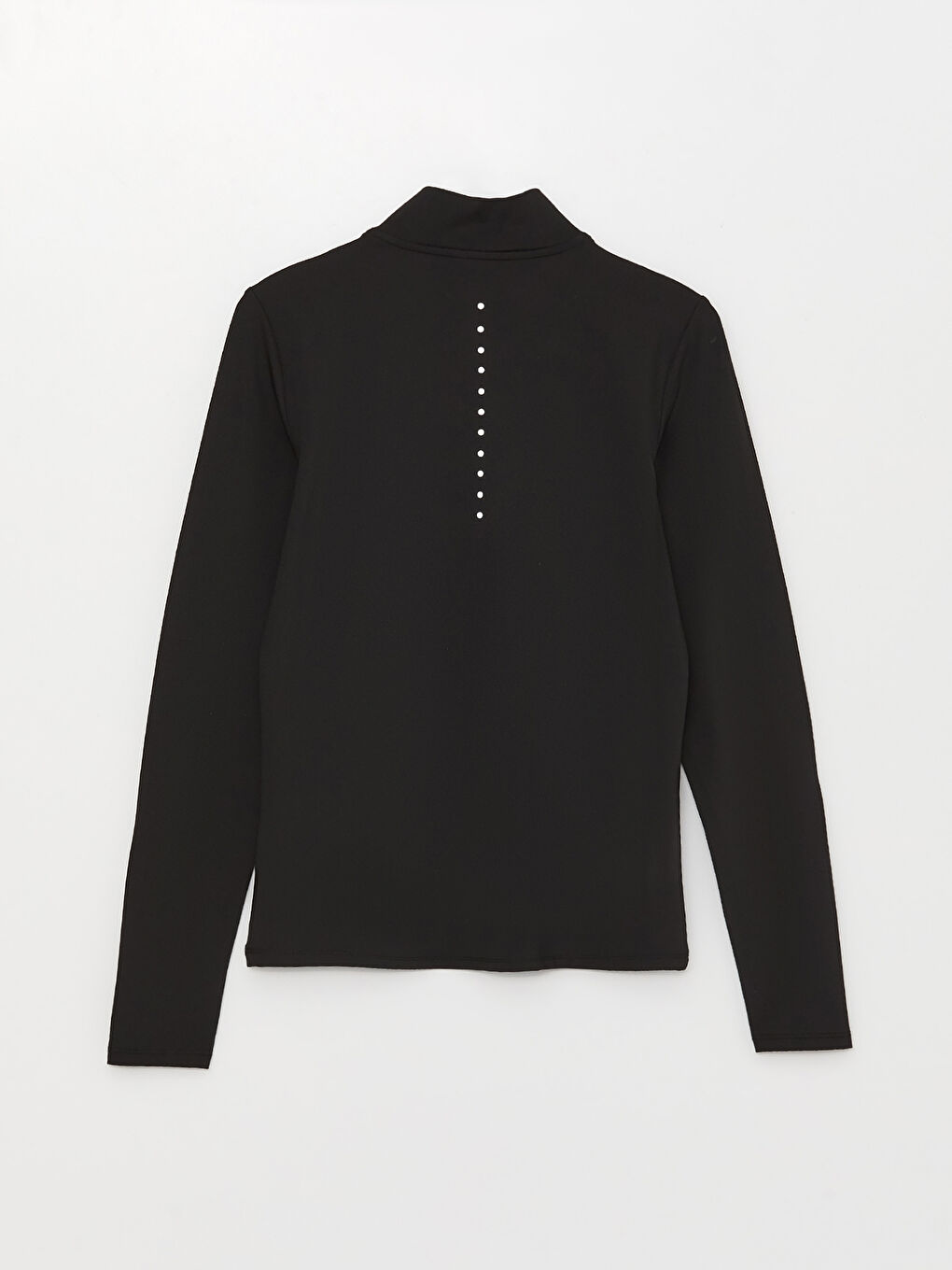 Siyah Dik Yaka Reflektör Baskılı Uzun Kollu Kadın Tişört-6