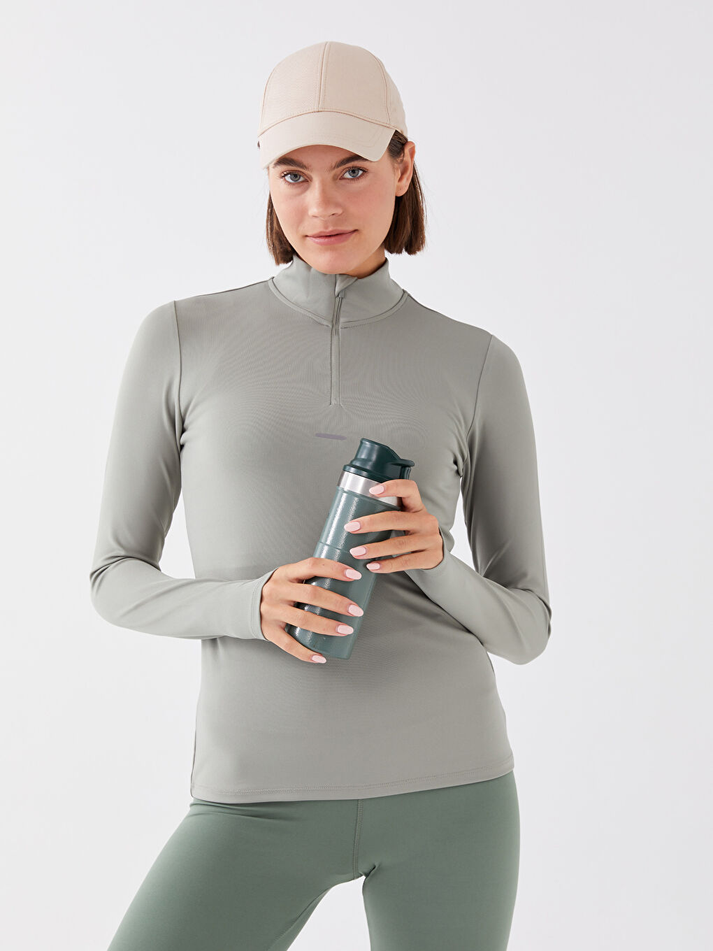 T-shirt à Col Cheminée Réflecteur Imprimé à Manches Longues pour Femmes