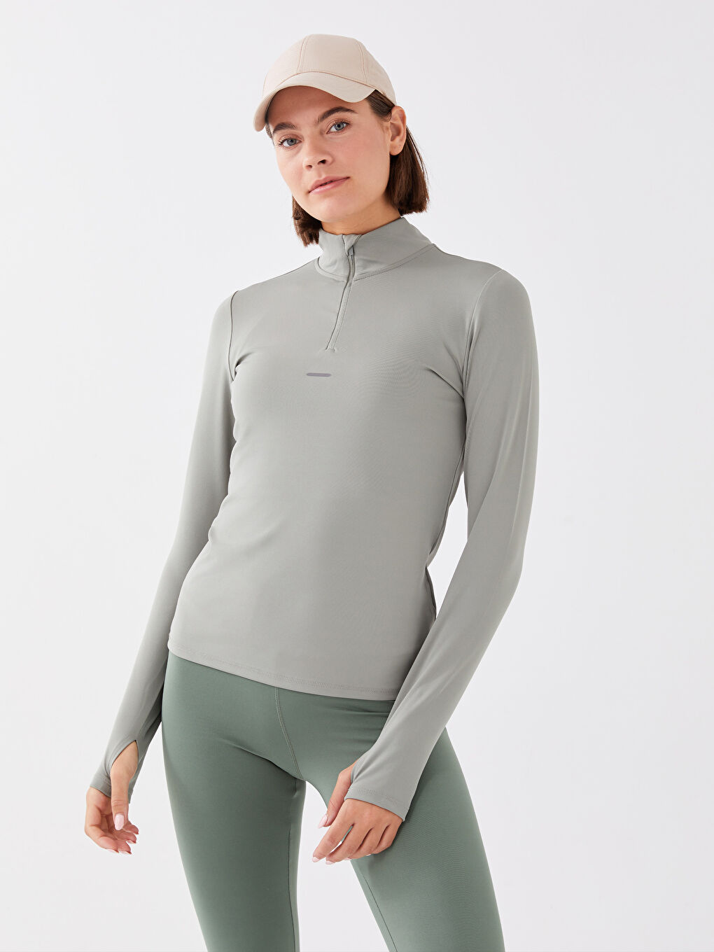 T-shirt à Col Cheminée Réflecteur Imprimé à Manches Longues pour Femmes-1