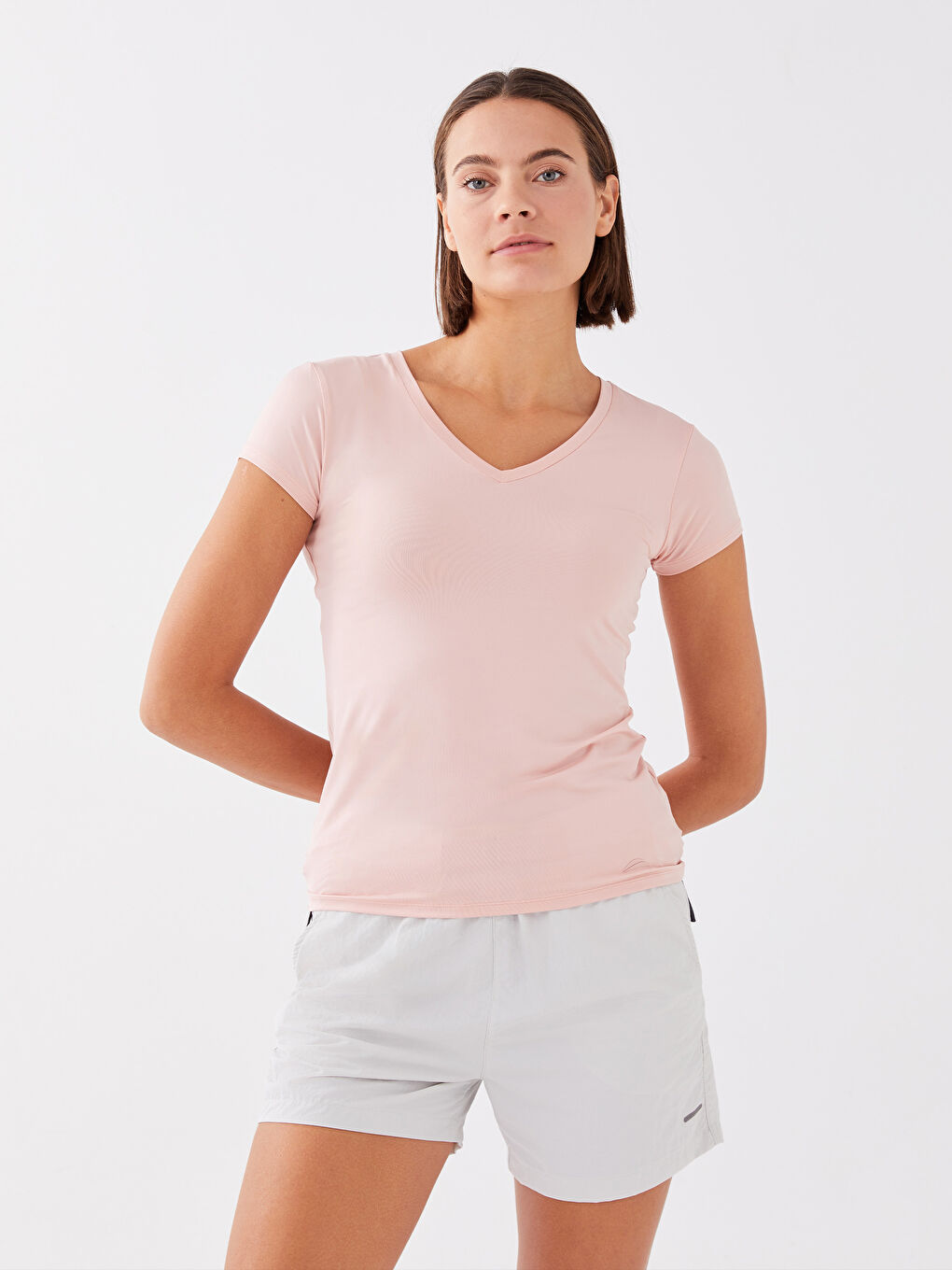 Tricou de Exterior pentru Femei cu Decolteu în V și Imprimeu Reflectorizant-2