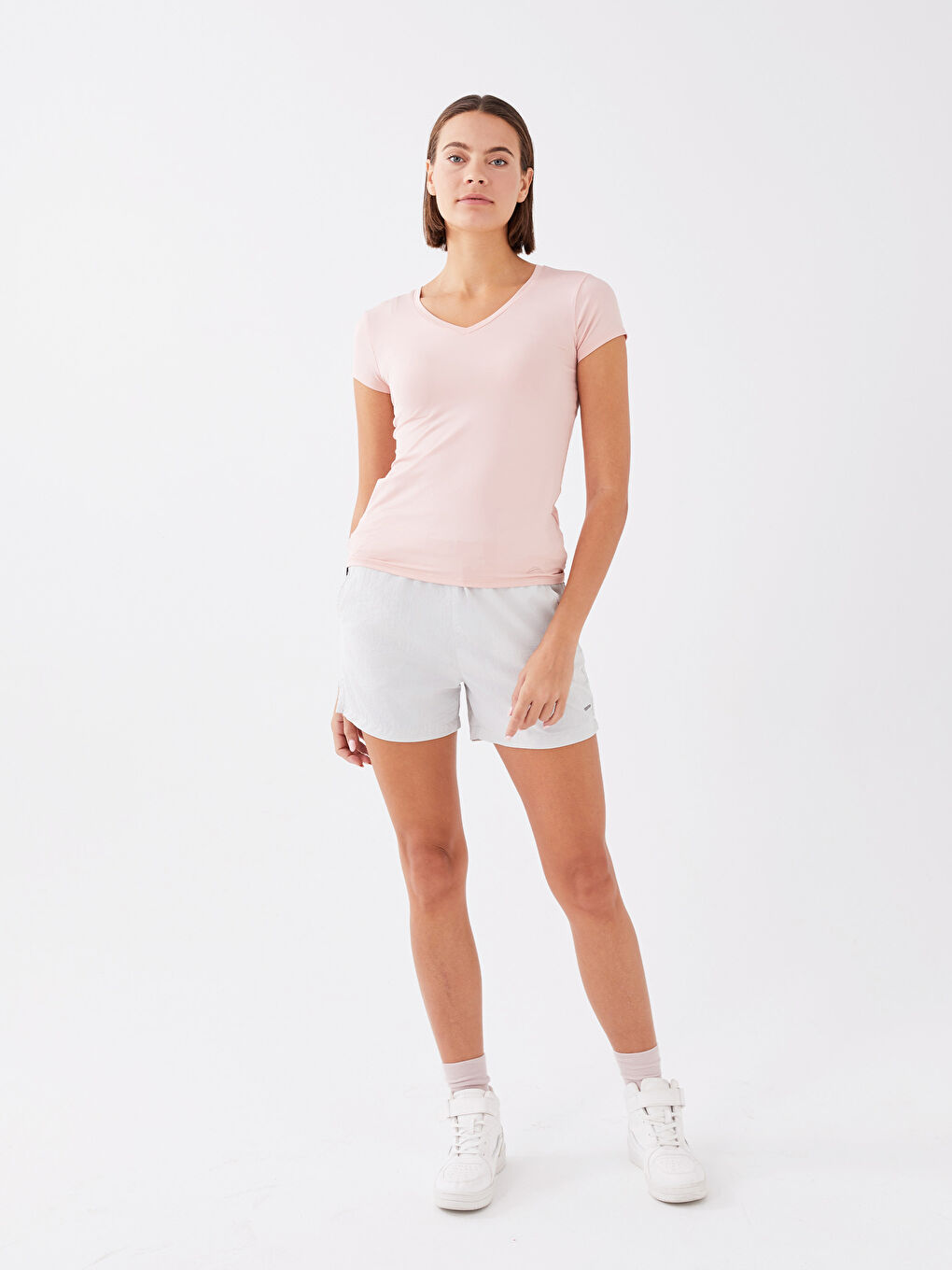 Tricou de Exterior pentru Femei cu Decolteu în V și Imprimeu Reflectorizant-3