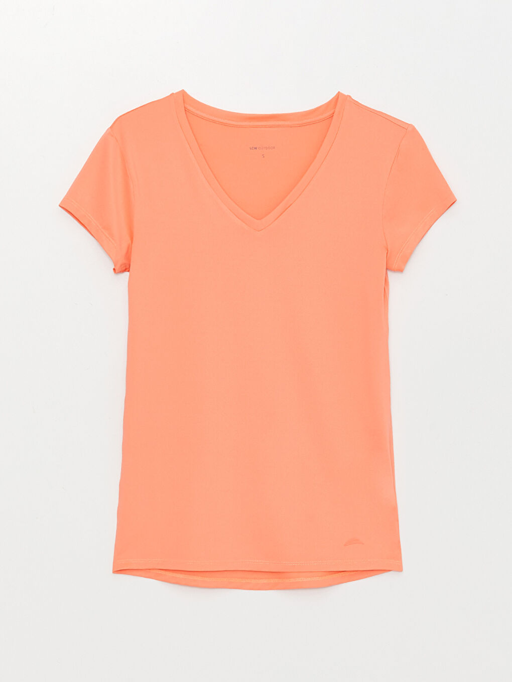 Mercan V Yaka Reflektör Baskılı Kadın Outdoor Tişört-5