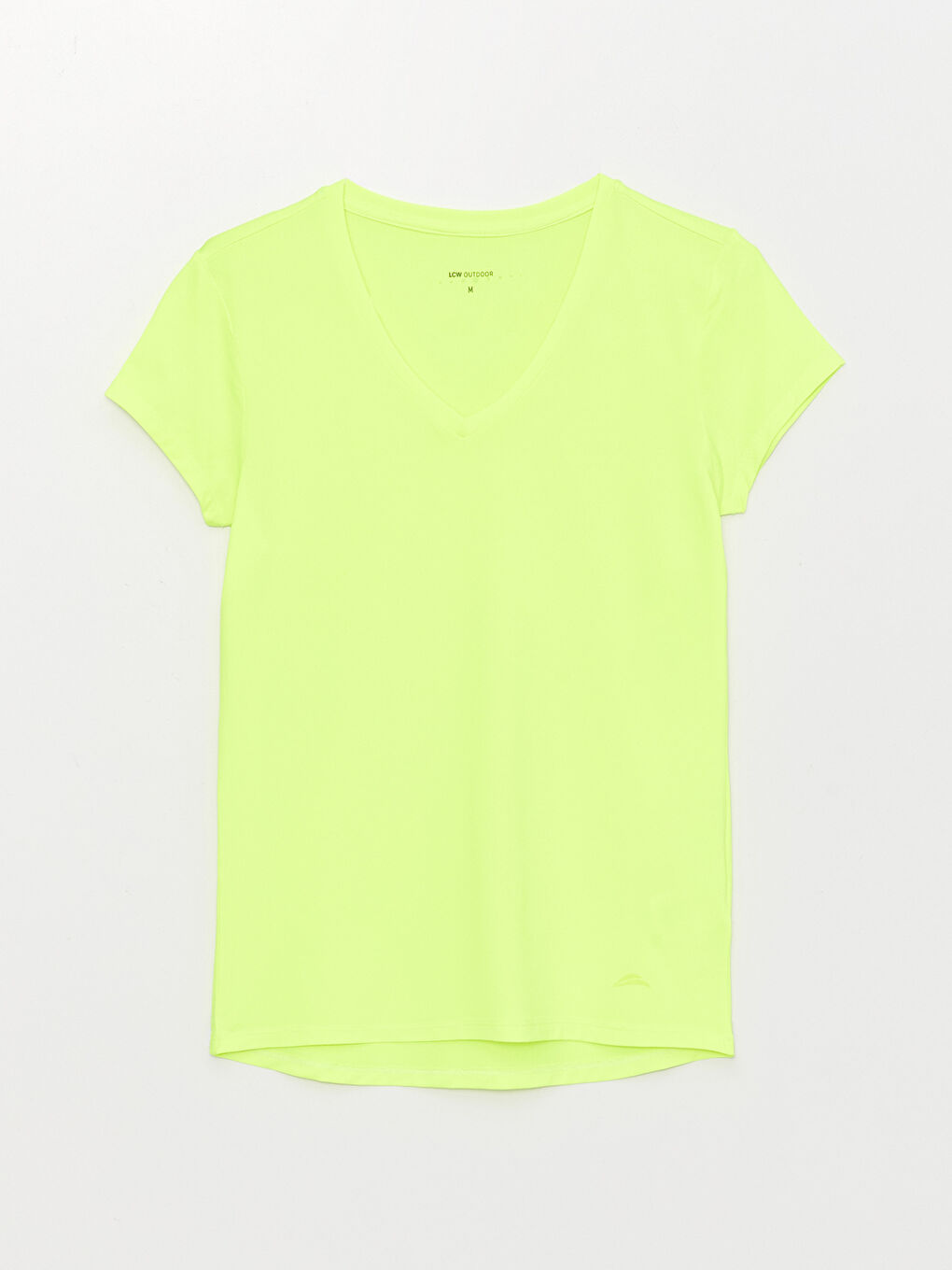 Yeşil V Yaka Reflektör Baskılı Kadın Outdoor Tişört-6