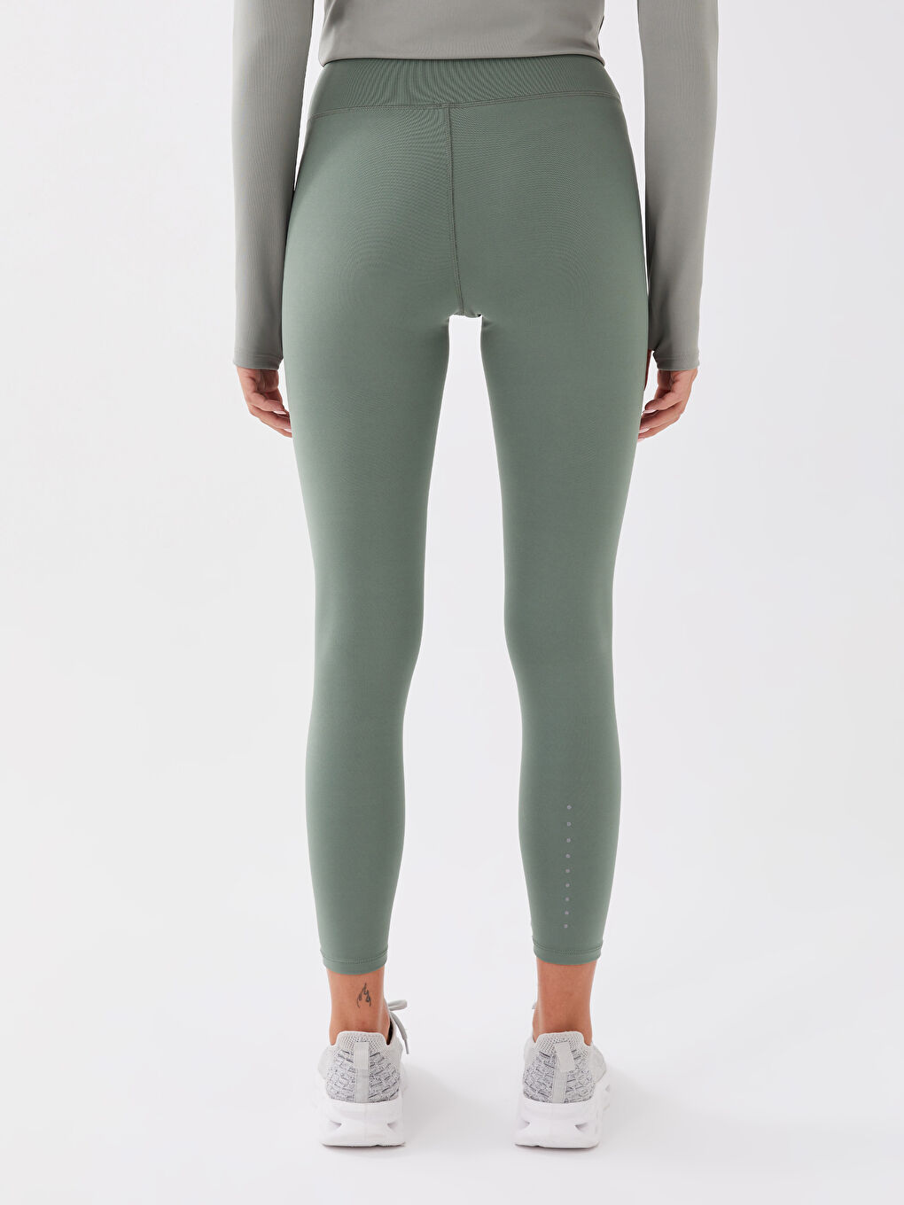 Yeşil Beli Lastikli Reflektör Baskılı Kadın Outdoor Tayt-4