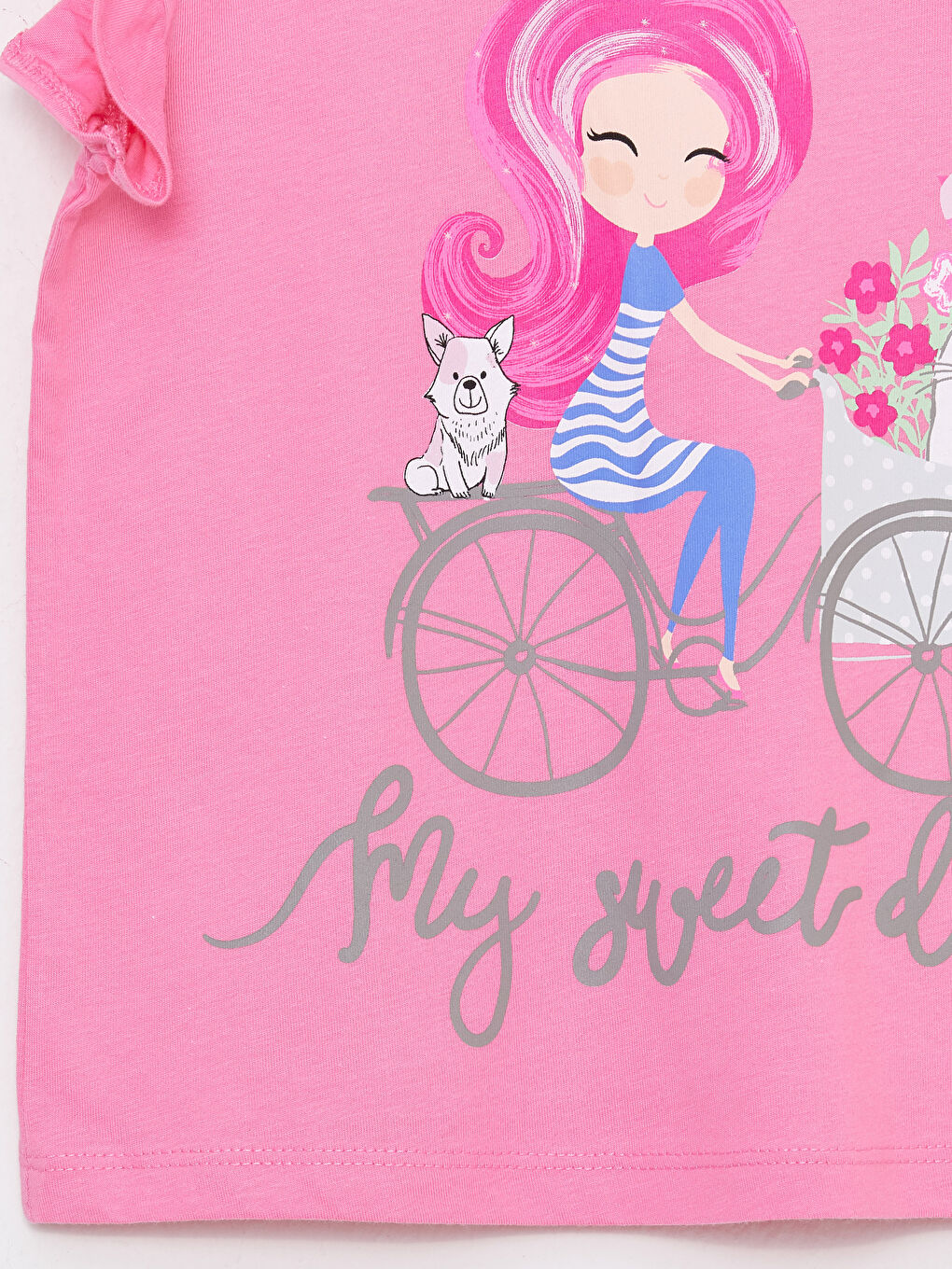 Crew Neck Printed Short Sleeve Girls' T-Shirt-2