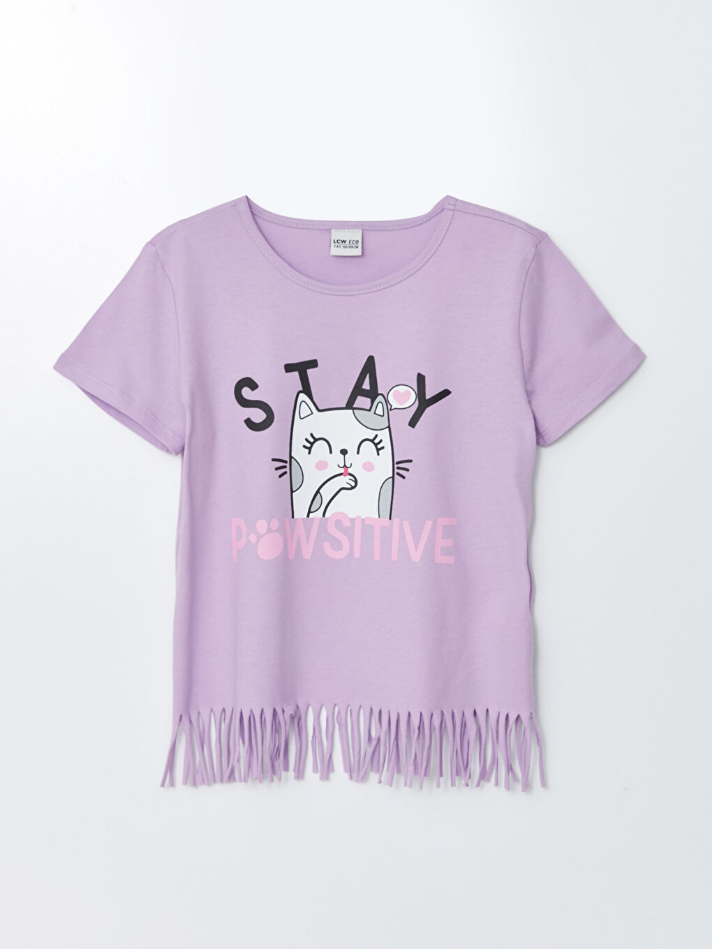 Crew Neck Printed Short Sleeve Cotton Girl T-shirt