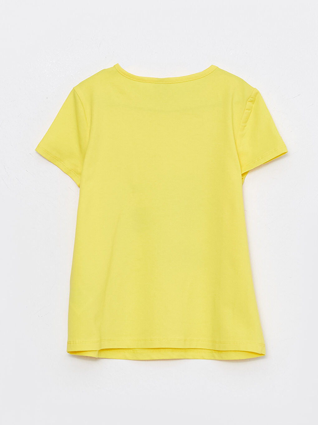 تيشيرت بناتي ياقة دائرية كم قصير قطن مطبوع-1