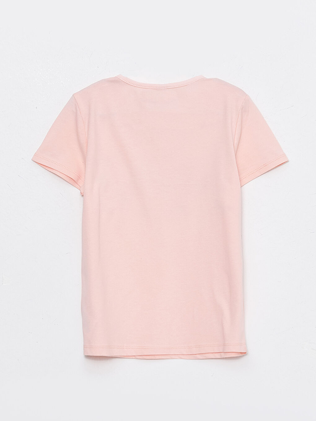 تيشيرت بناتي ياقة دائرية كم قصير قطن مطبوع-1