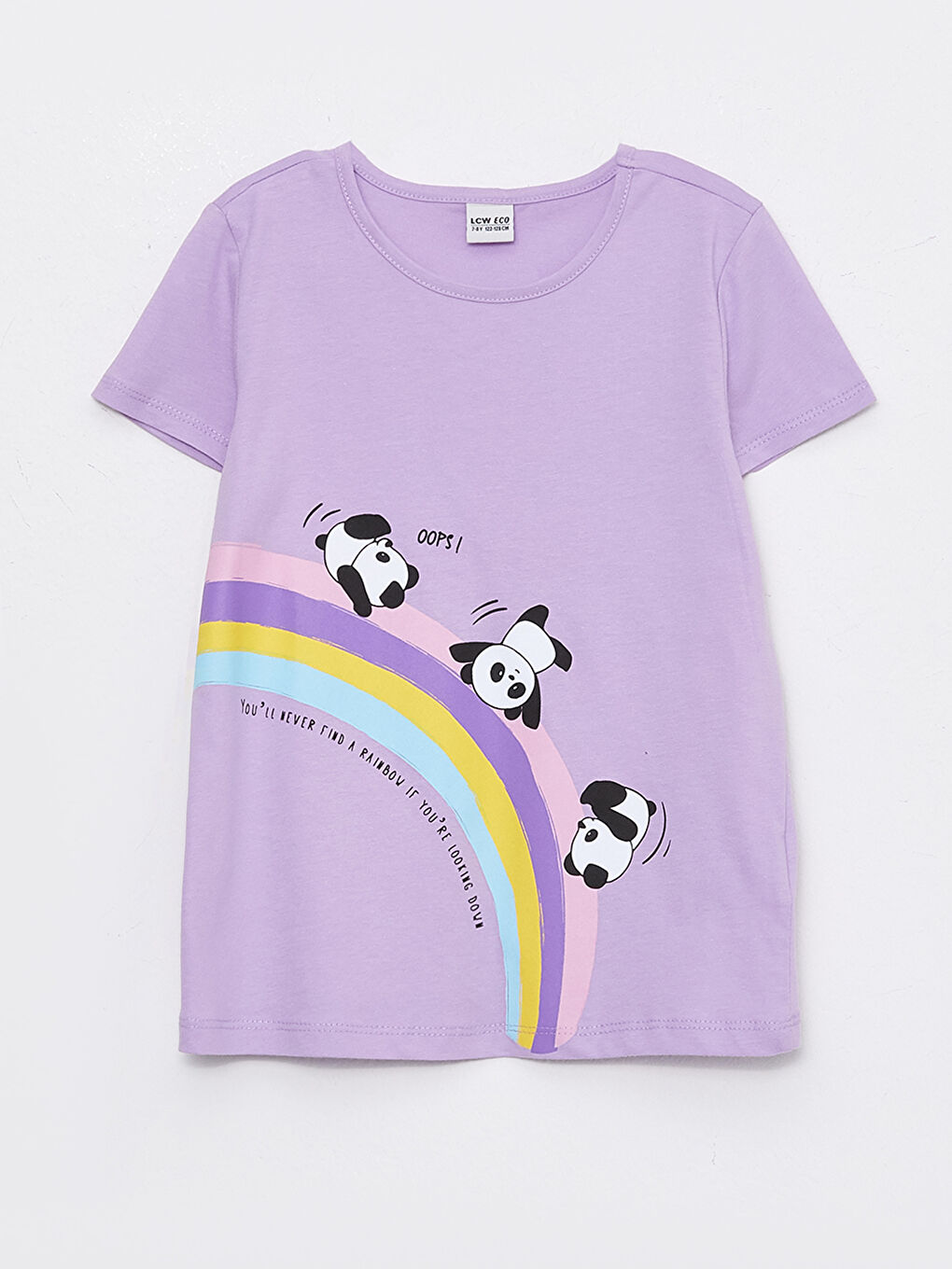 LC Waikiki Crew Neck Printed Short Sleeve Cotton Girl T-shirt -S33812Z4-KYA