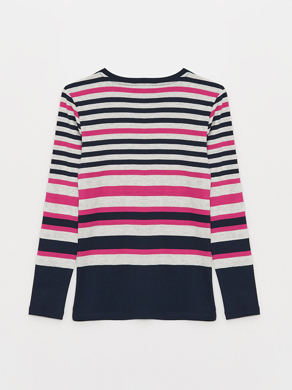 بلوزة كم طويل مخطط بياقة دائرية للسيدات-6