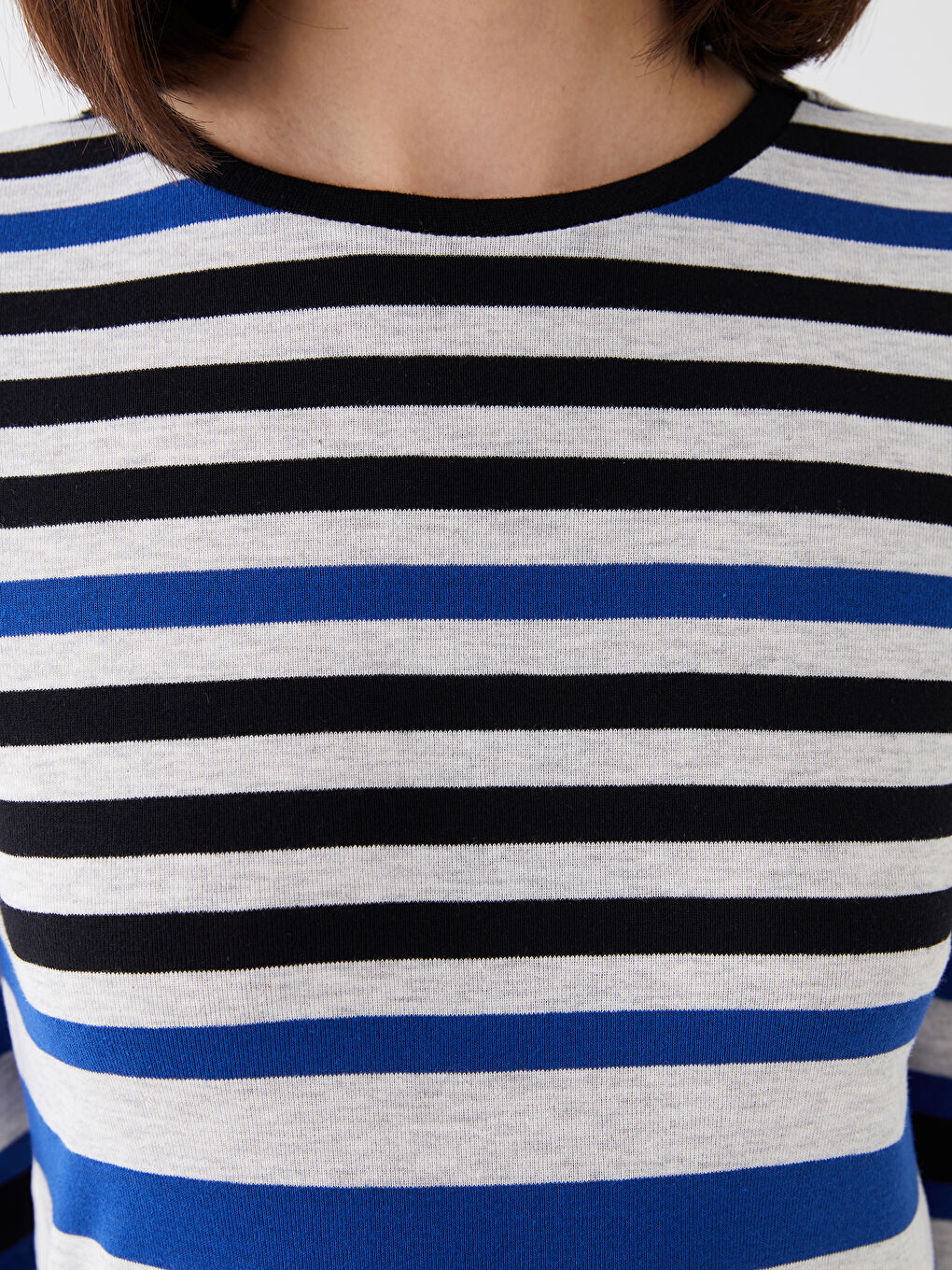 LCWAIKIKI Basic Crew Neck Striped Long Sleeve Women's Blouse -S33820Z8-LGS