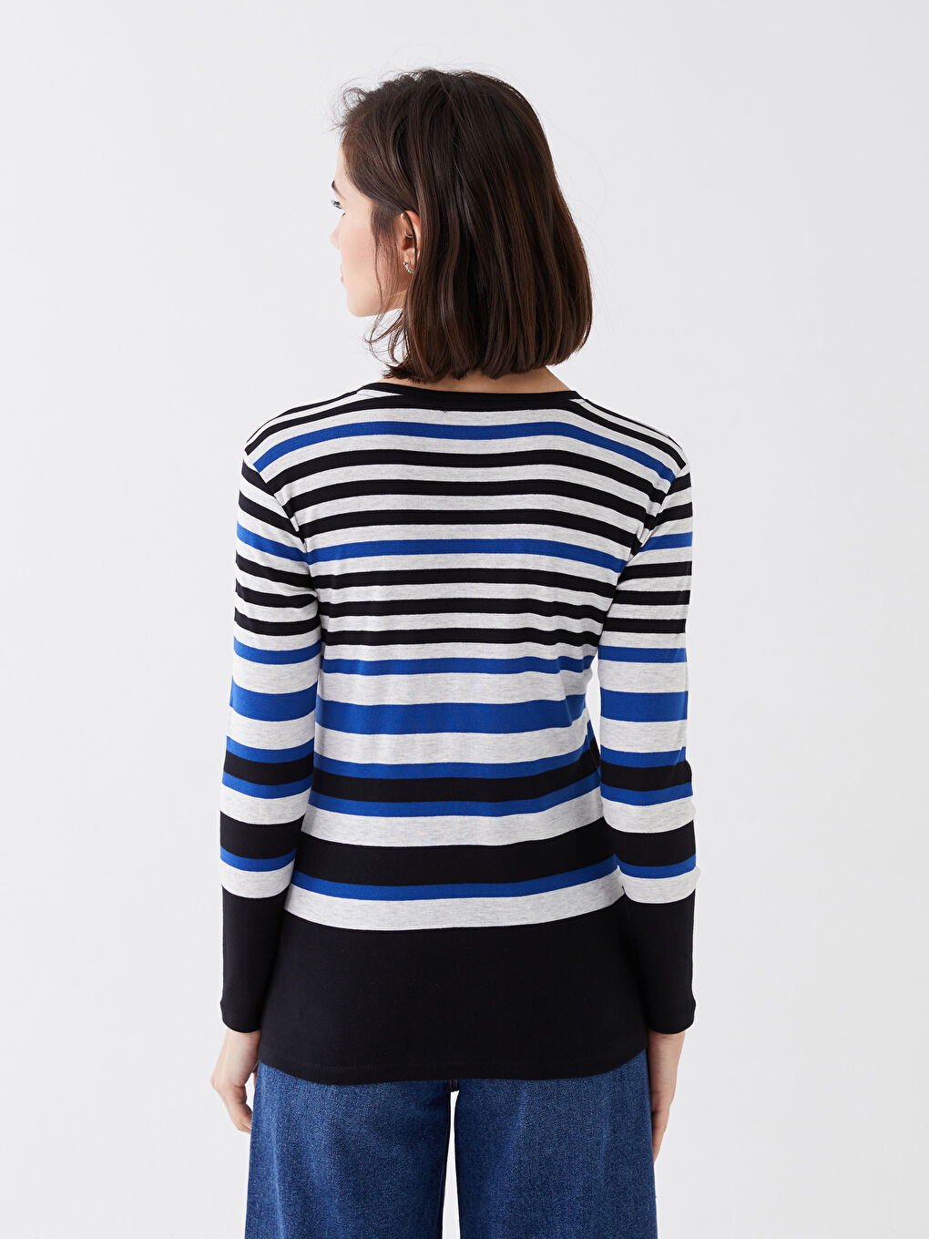 LCWAIKIKI Basic Crew Neck Striped Long Sleeve Women's Blouse -S33820Z8-LGS