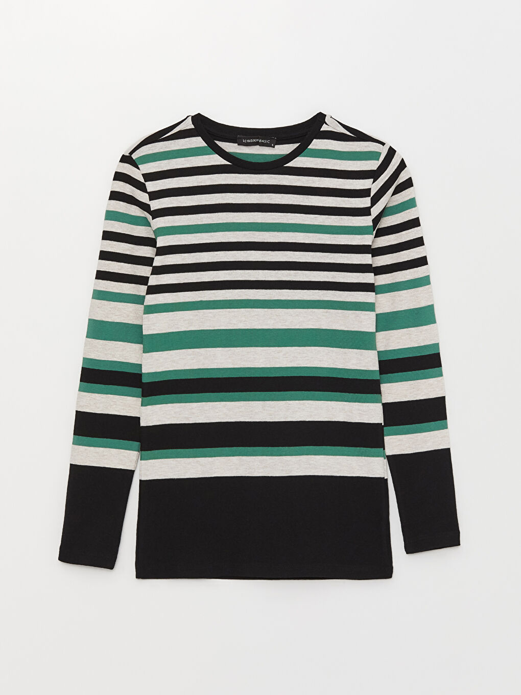 بلوزة كم طويل مخطط بياقة دائرية للسيدات-5