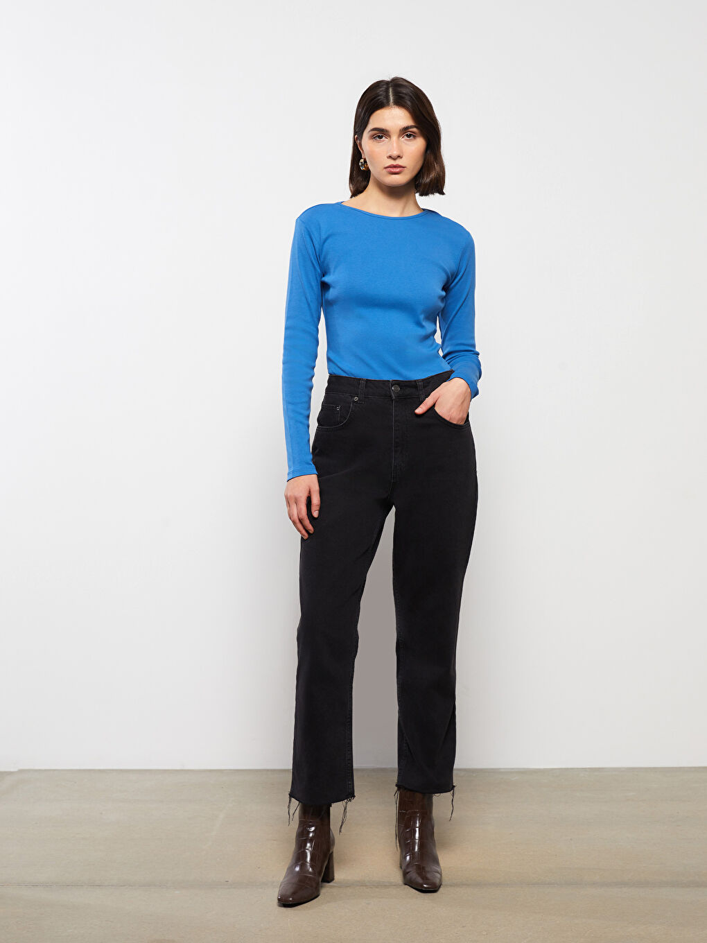 Mavi Bisiklet Yaka Kadın Bodysuit-2