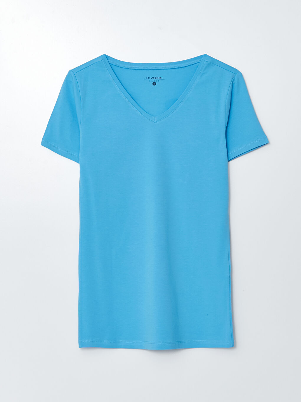 Прямая хлопковая женская футболка с v-образным вырезом и короткими рукавами-5