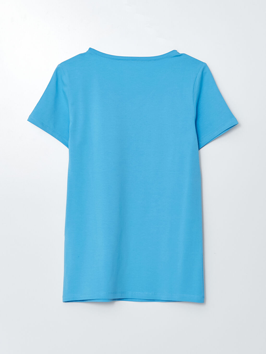 Прямая хлопковая женская футболка с v-образным вырезом и короткими рукавами-6